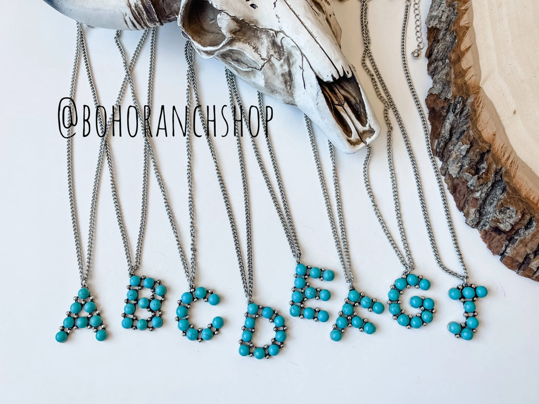 Turquoise Initial Necklace