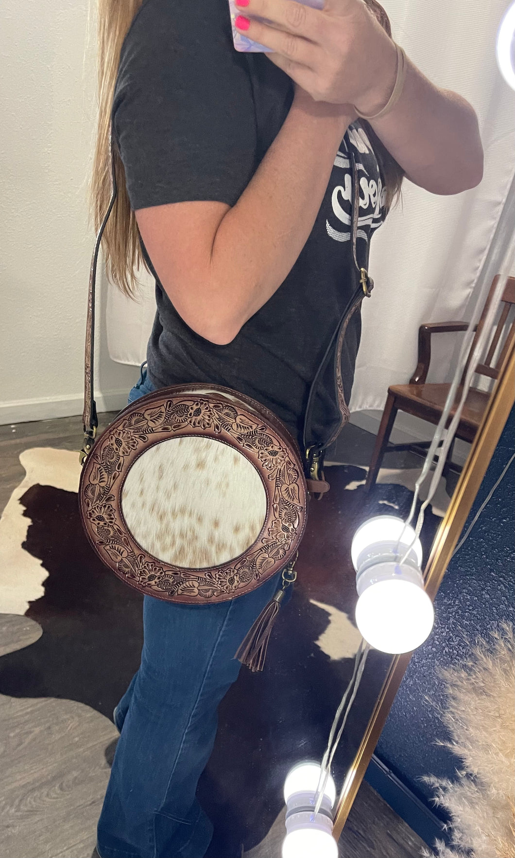 Classic Country Hand-Tooled Round Bag