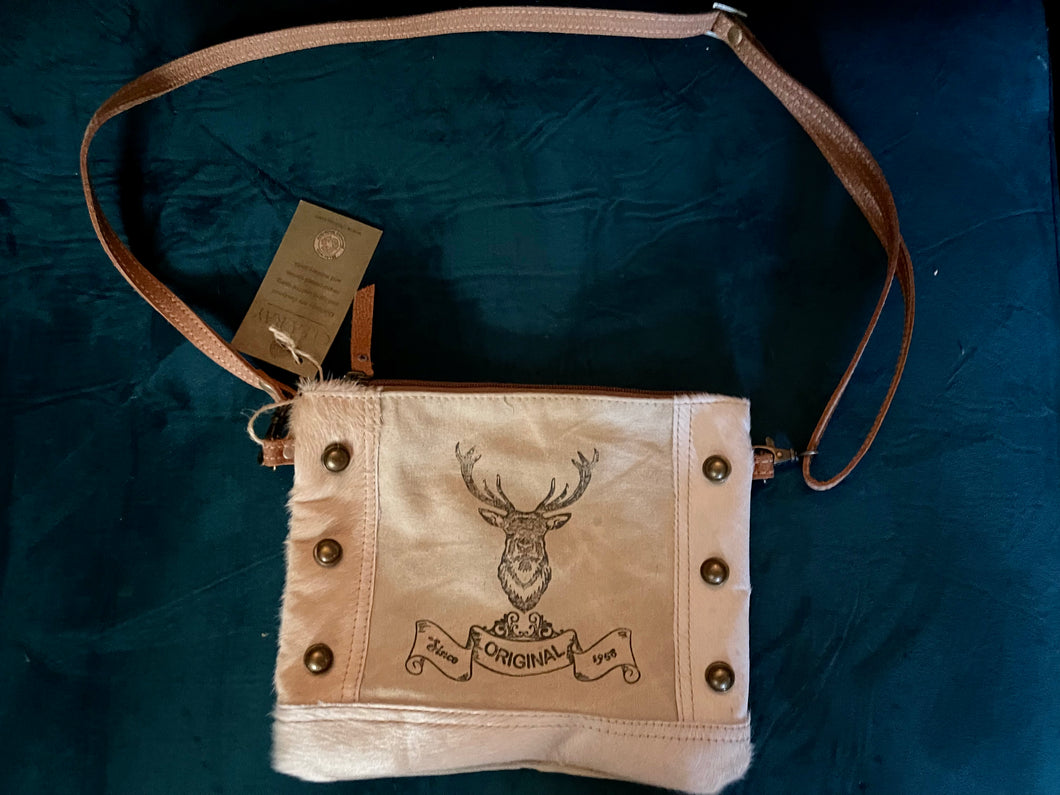 Deer Crossbody bag with Cowhide