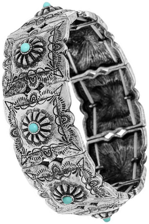 Western Concho Aztec Stretch Bracelet