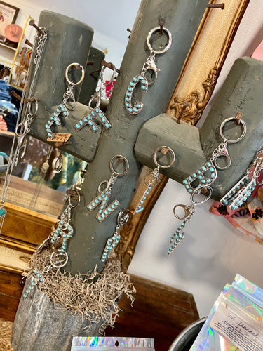 Turquoise Initial Key chain
