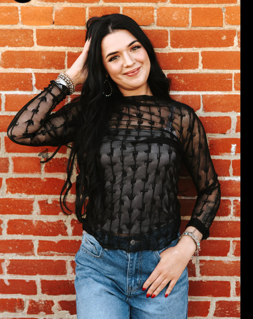 Lariats and Lace mesh shirt