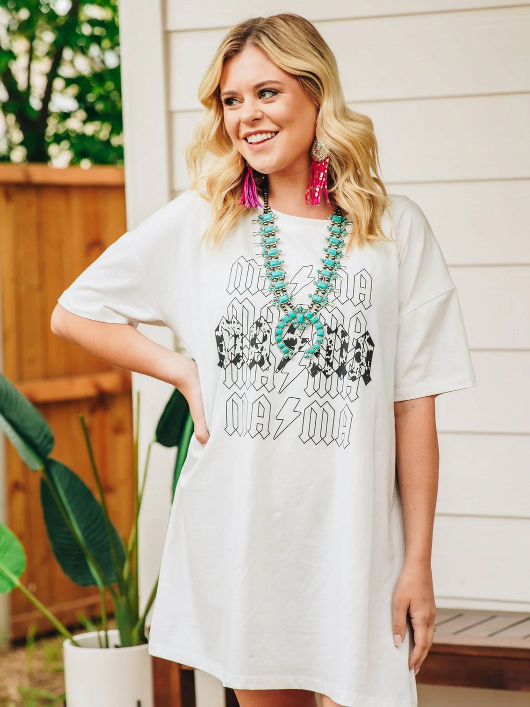 Mama Cowhide Tshirt Dress Plus One Size