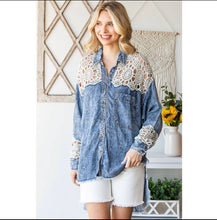Lace Yoke Denim Shirts