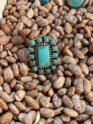 Handmade Sterling Silver & Turquoise Adjustable Ring Signed Nizhoni