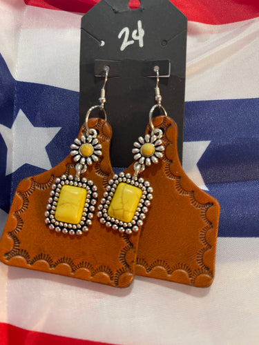 ONE OF A KIND Hand crafted Leather Earrings