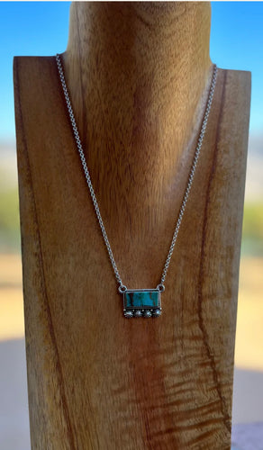 Handmade Sterling & Royston Turqouise Bar Necklace