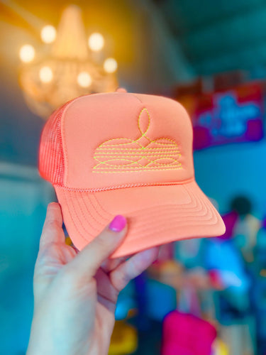 Coral Boot Stitch Trucker