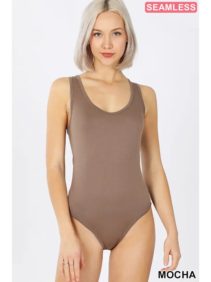 Seamless Racer Back Tank Bodysuit W/ Snap Closure