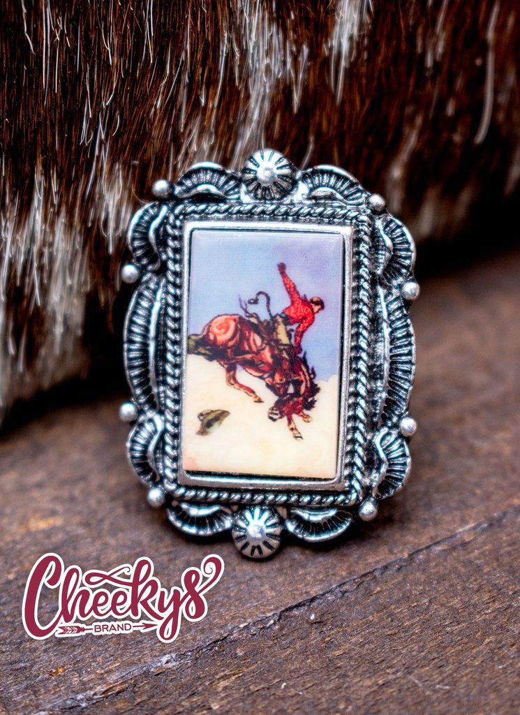 Retro Cowboy and Bucking Bronc Adjustable Ring!