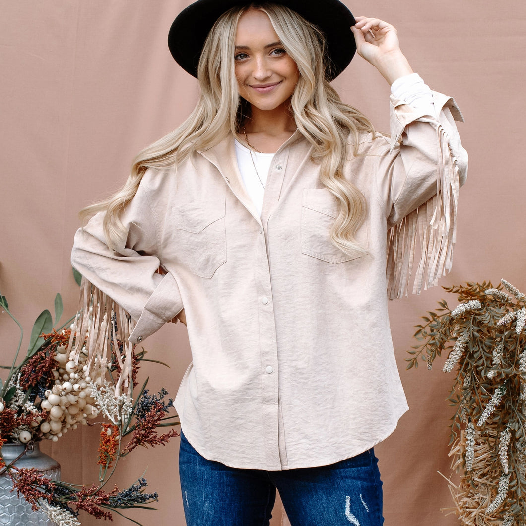 Fringe Back Button Down