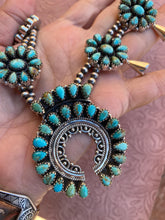 HANDMADE STERLING SILVER & ROYSTON SQUASH BLOSSOM NECKLACE