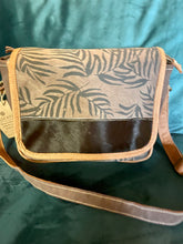 Tropical leaves with Cowhide Crossbody